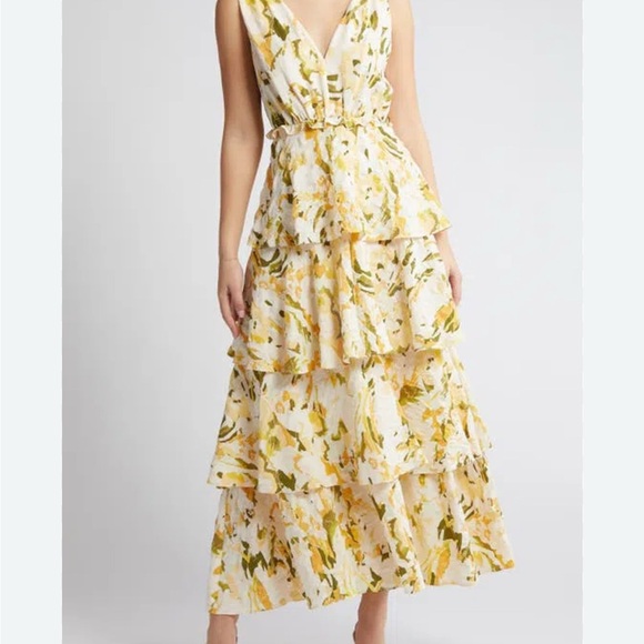Daniel Rainn Dresses & Skirts - Daniel Rainn Yellow and Cream Floral Midi Dress Medium Petite NWT